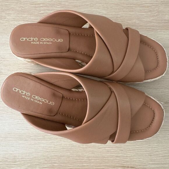 Andre Assous Calesa Leather Espadrille Platform Camel Sandal Size 40 EU (9 US) - Picture 4 of 8
